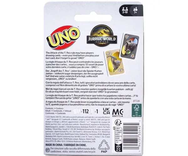 Jurassic World Card Game UNO - Olleke Wizarding Shop Amsterdam