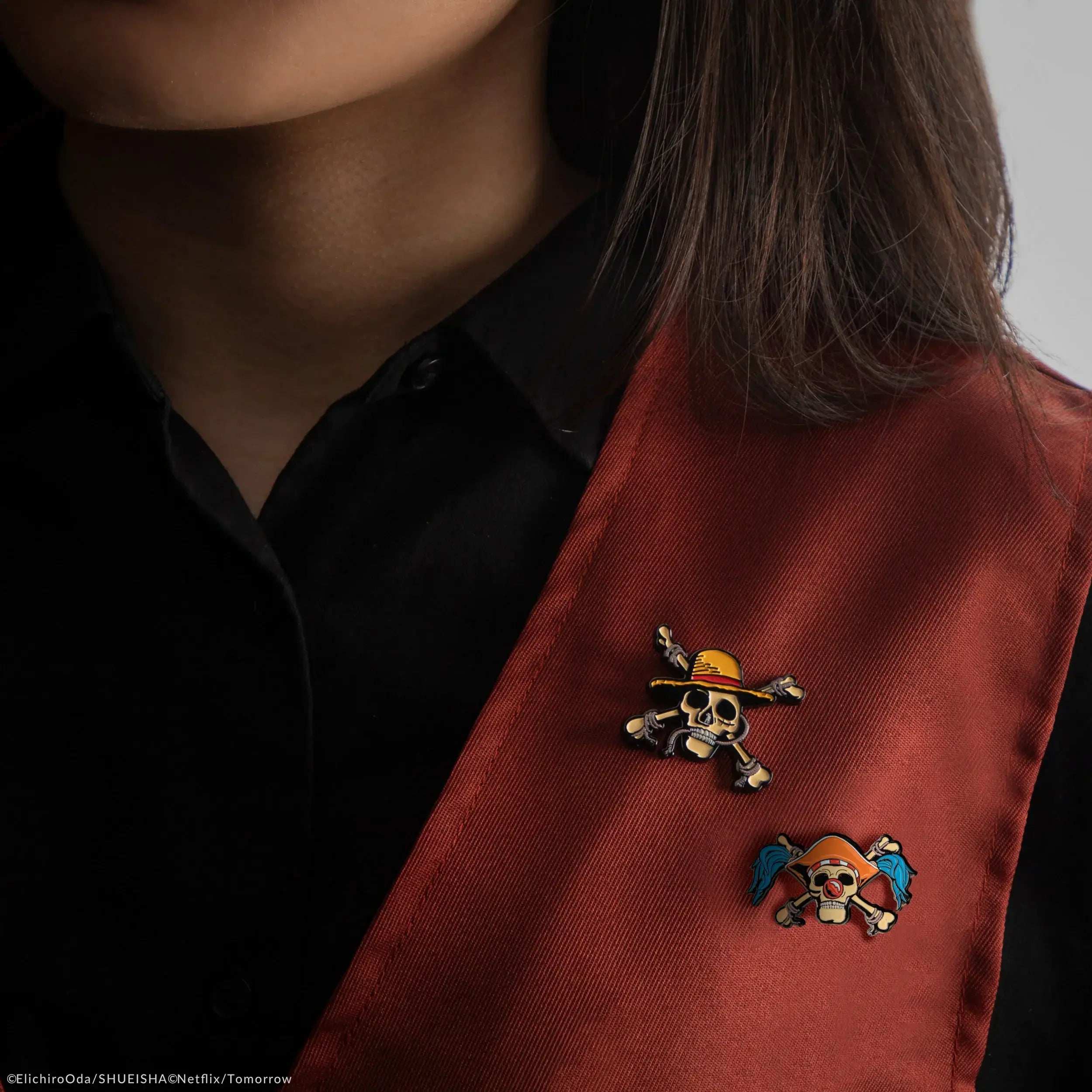 One Piece Set of 2 pin badges Luffy and Buggy - Olleke Wizarding Shop Amsterdam