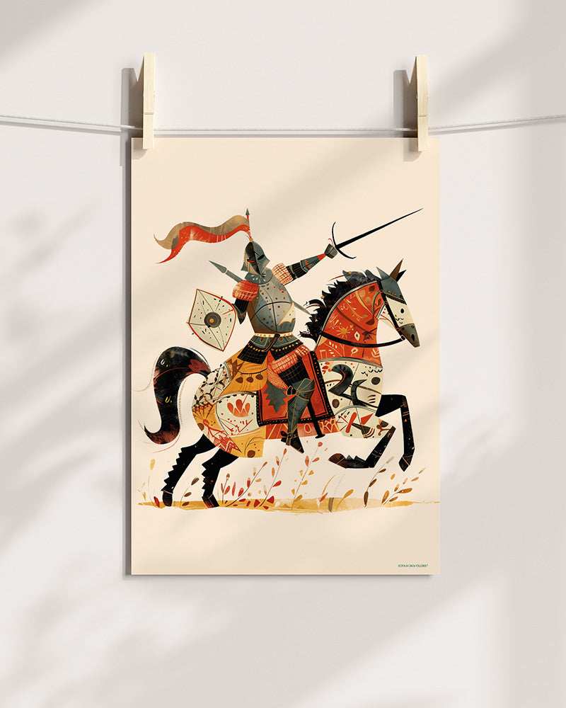 Knight on horse Art Print