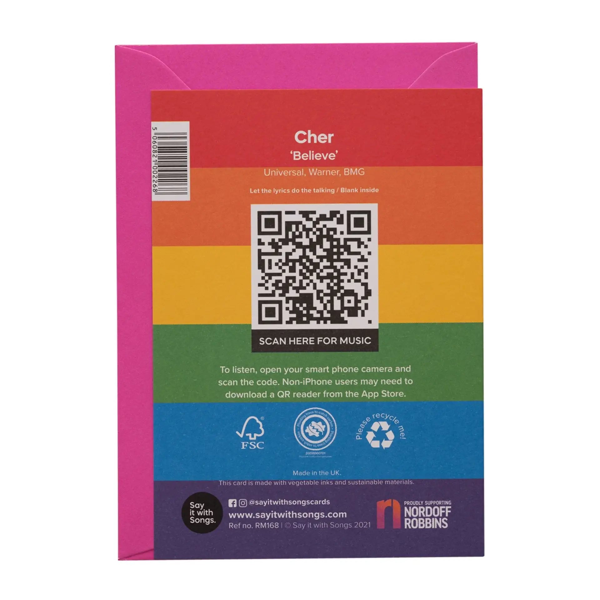 Say It With Songs Greeting Card - Believe - Cher - Olleke Wizarding Shop Amsterdam