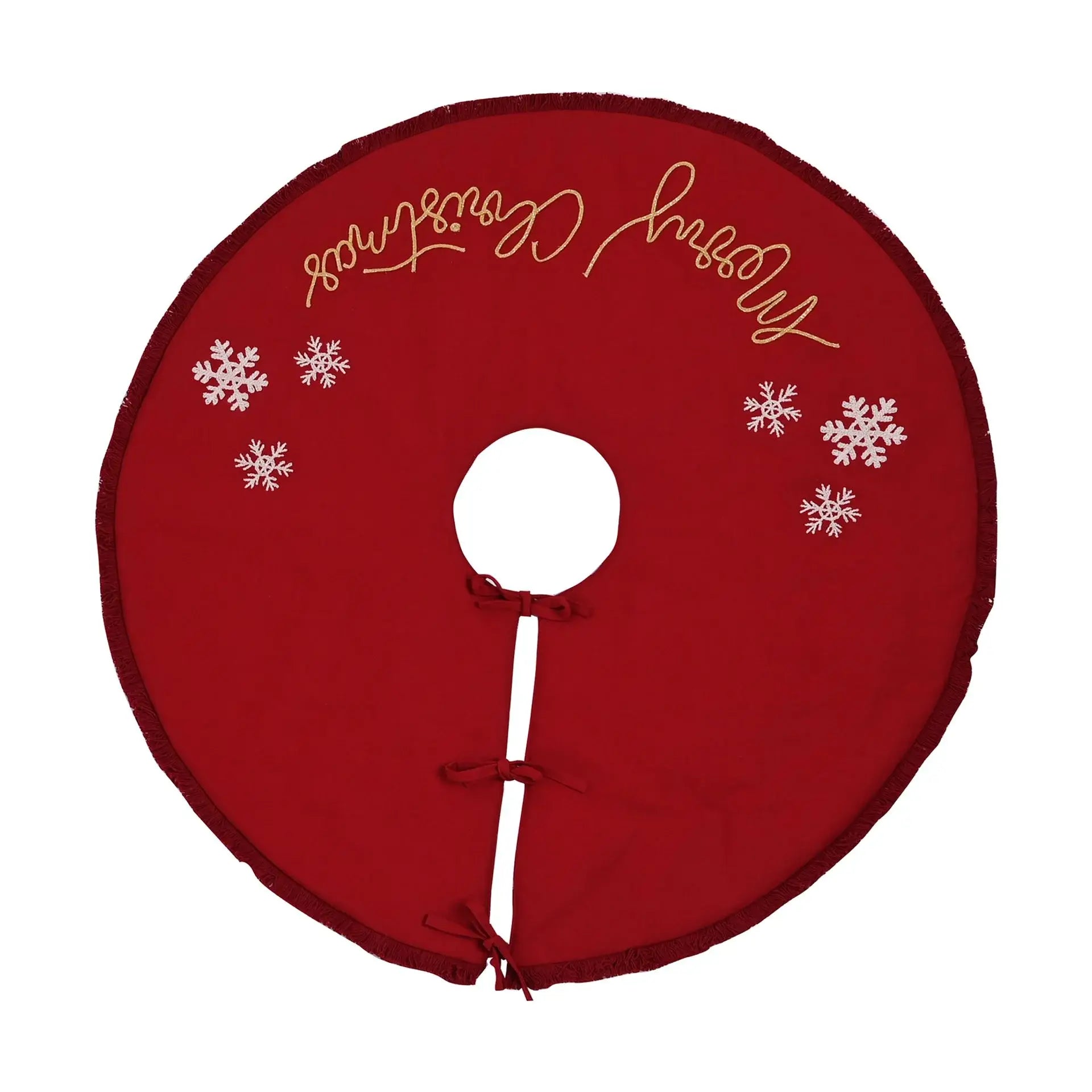 Hand Embellished Merry Christmas Red Christmas Tree Skirt - Olleke Wizarding Shop Amsterdam