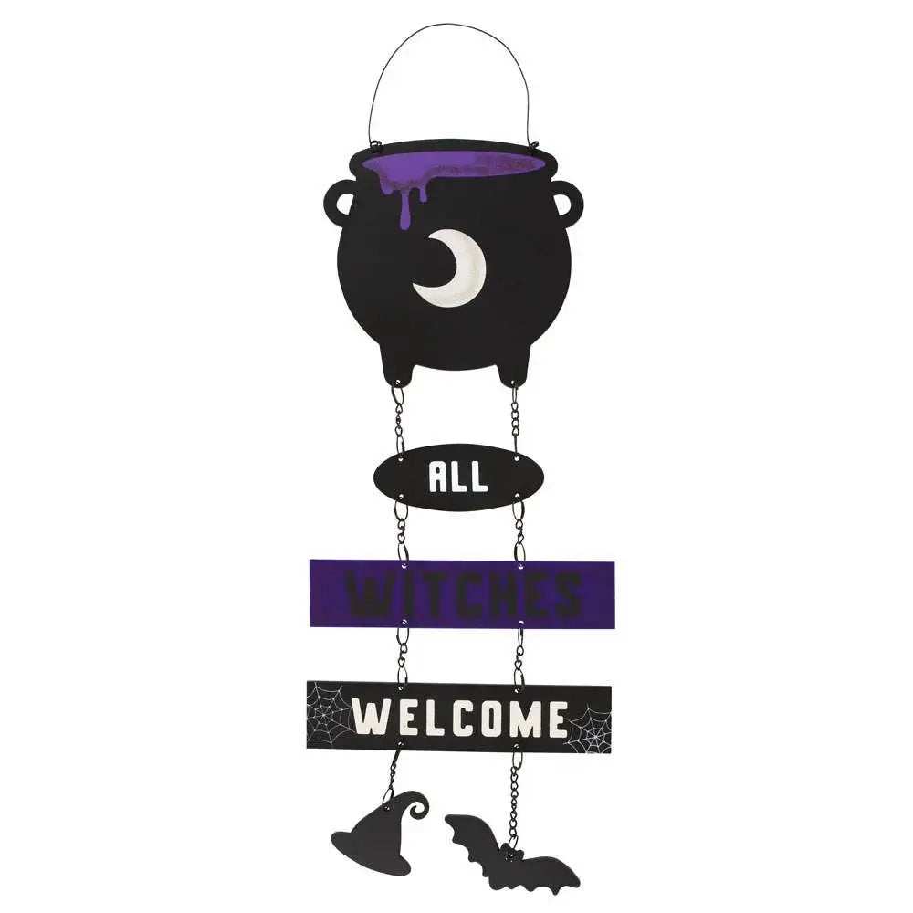 All Witches Welcome Cauldron Chain Sign - Olleke Wizarding Shop Amsterdam