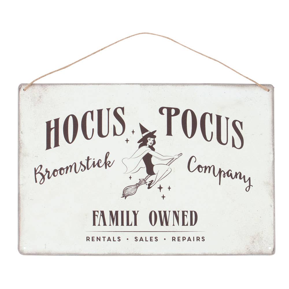 Hocus Pocus Broomstick Company Metal Hanging Sign - Olleke Wizarding Shop Amsterdam