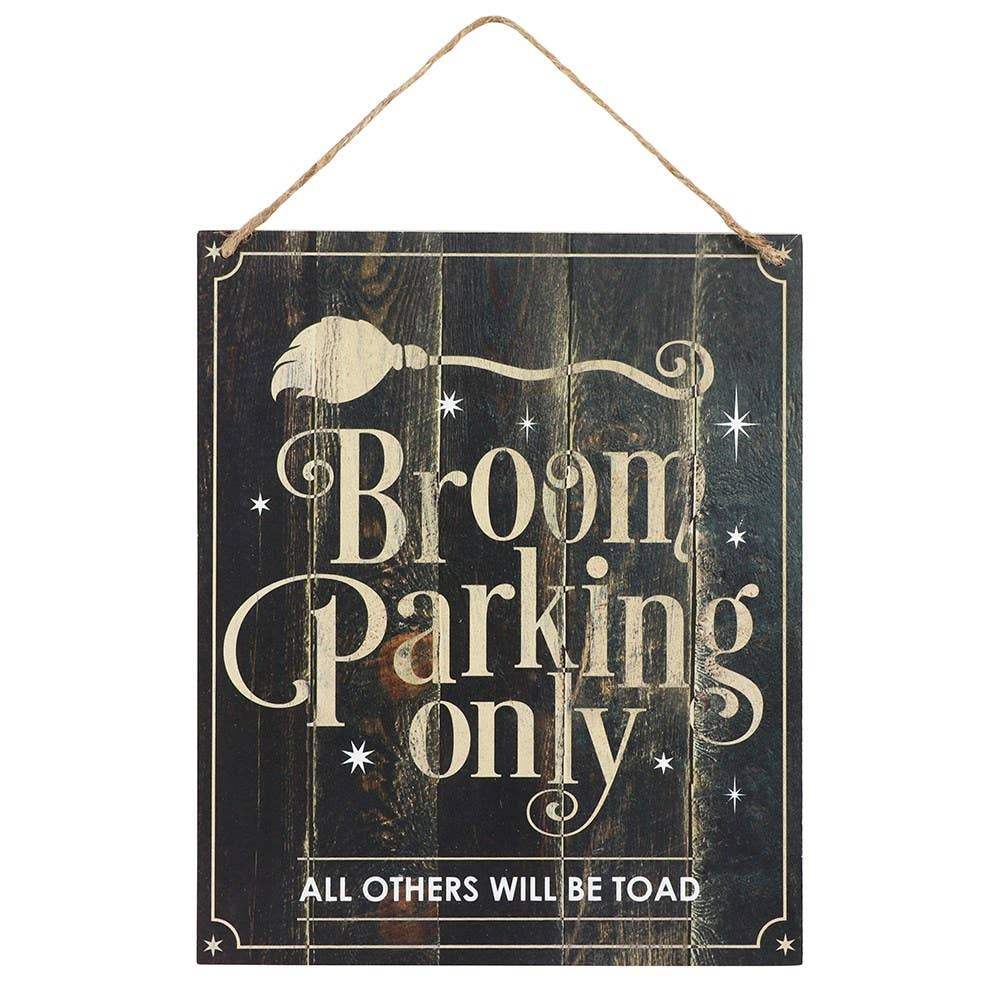 Broom Parking Only Hanging Halloween Sign - Olleke Wizarding Shop Amsterdam