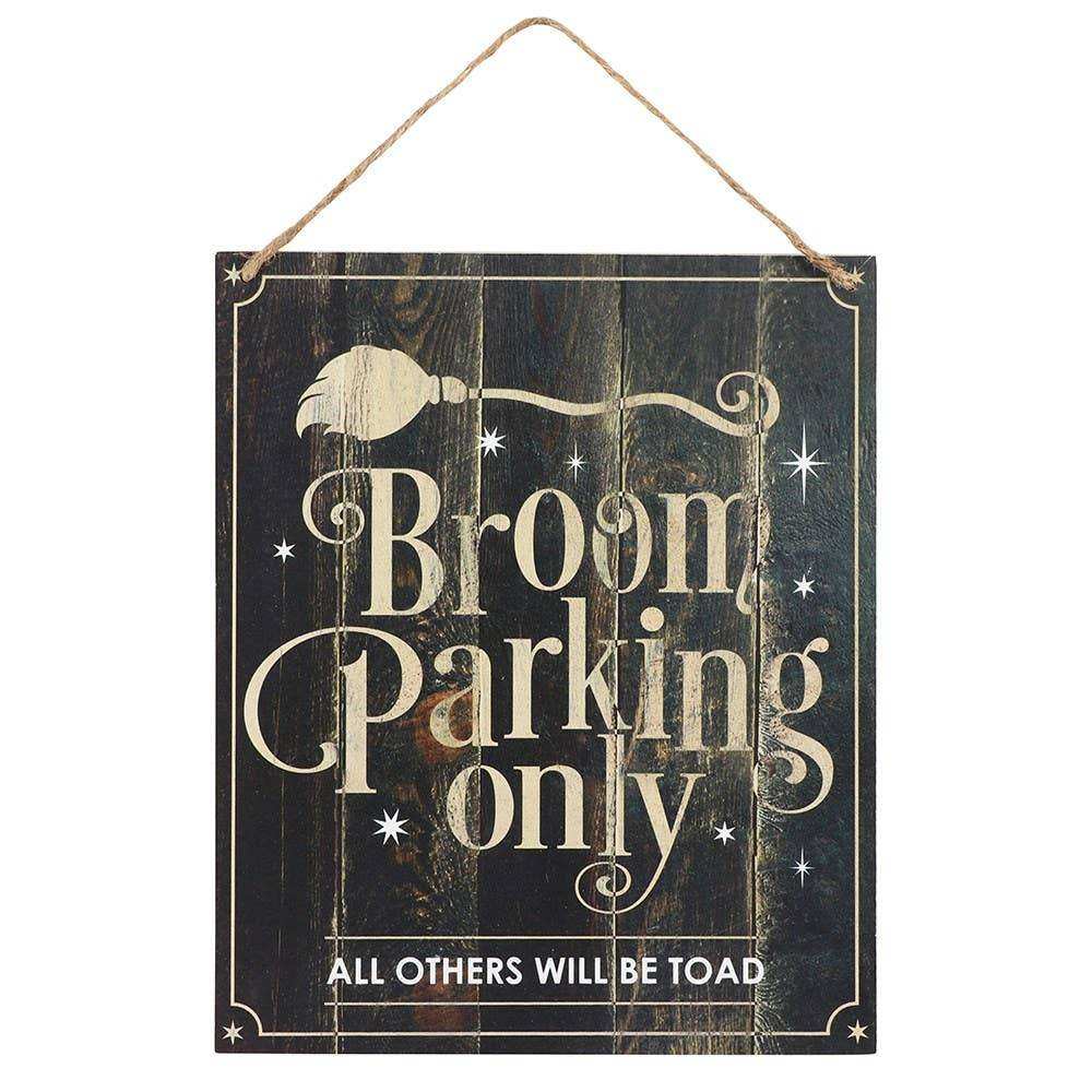Broom Parking Only Hanging Halloween Sign - Olleke Wizarding Shop Amsterdam