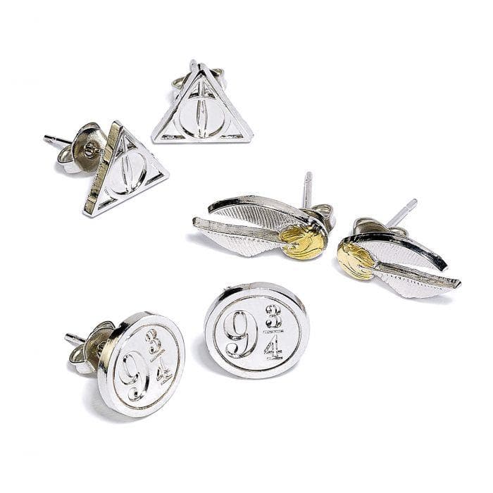 Harry Potter Stud Earring Set Snitch/ Deathly Hallows/ Platform 9 3/4 - Olleke Wizarding Shop Amsterdam Brugge London