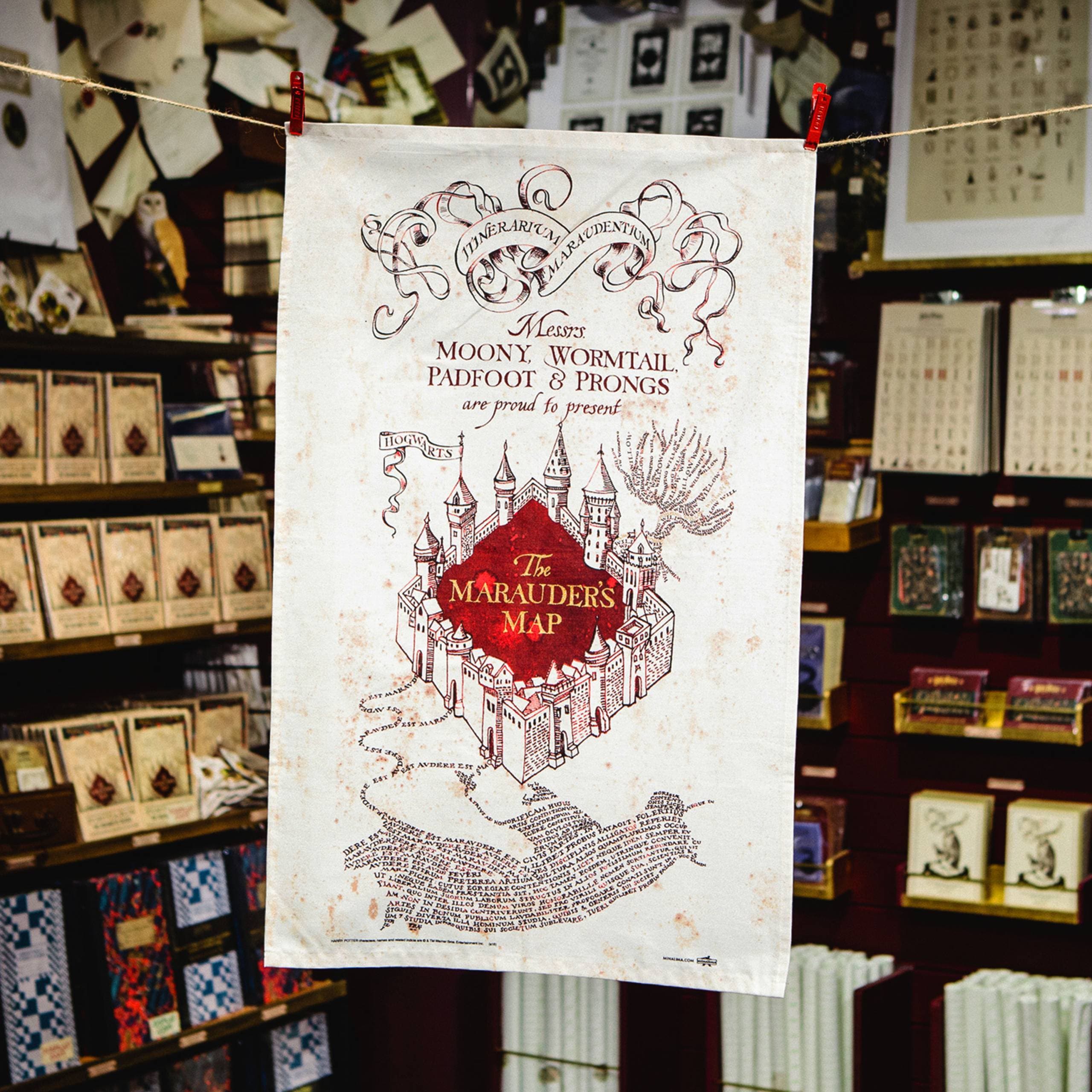 The Marauder's Map Tea Towel - Olleke Wizarding Shop Amsterdam Brugge London