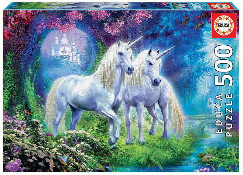 Unicorns in the forest 500 piece Jigsaw Puzzle - Olleke Wizarding Shop Amsterdam Brugge London