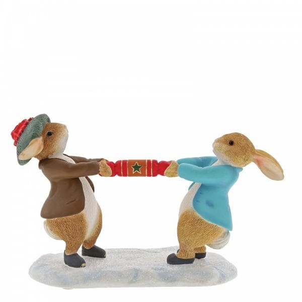 Peter Rabbit and Benjamin Pulling a Cracker Figurine - Olleke Wizarding Shop Amsterdam Brugge London