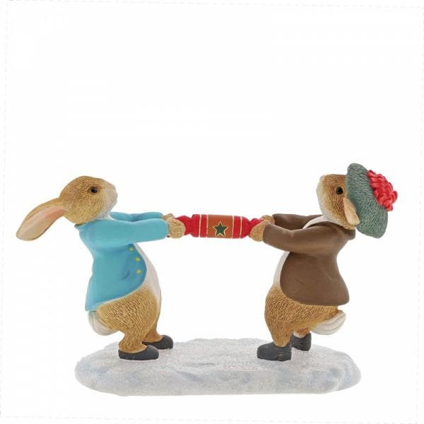 Peter Rabbit and Benjamin Pulling a Cracker Figurine - Olleke Wizarding Shop Amsterdam Brugge London