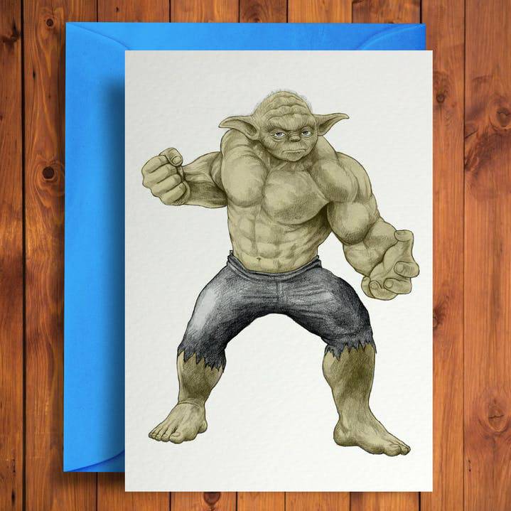 Yoda Hulk Greeting Card - Olleke Wizarding Shop Amsterdam Brugge London