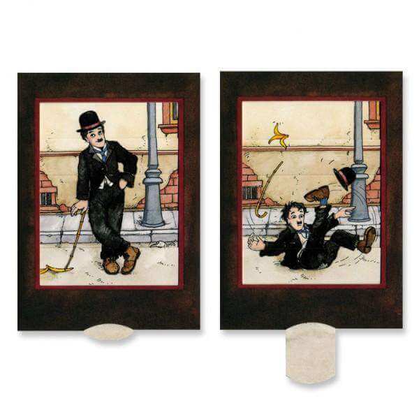 Charlie Chaplin slide card - Olleke Wizarding Shop Amsterdam Brugge London