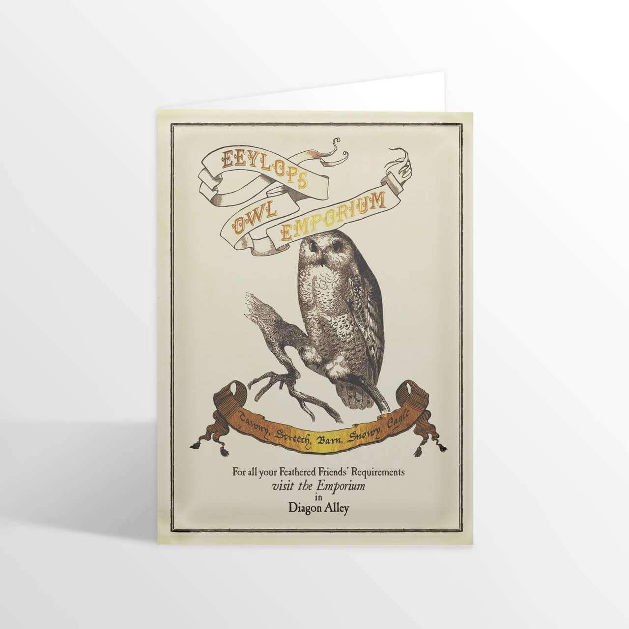 Eeylops Owl Emporium Foiled Notecard - Olleke Wizarding Shop Amsterdam Brugge London