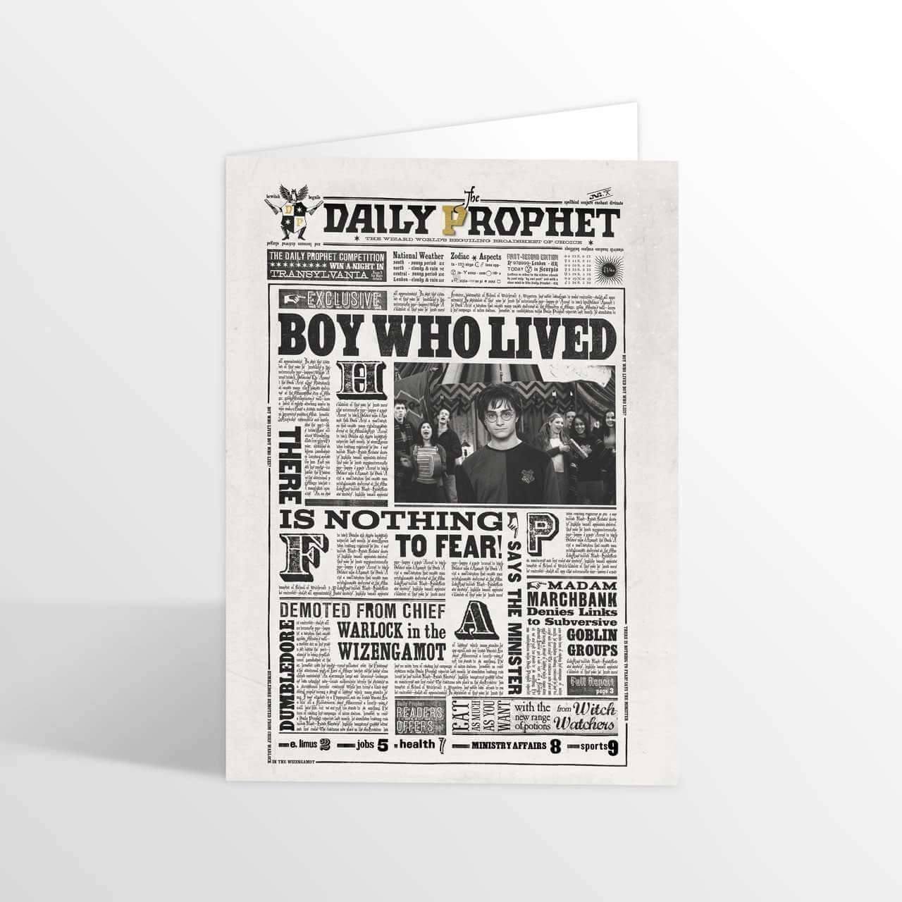 Daily Prophet™ - Boy Who Lived Lenticular Notecard - Olleke Wizarding Shop Amsterdam Brugge London