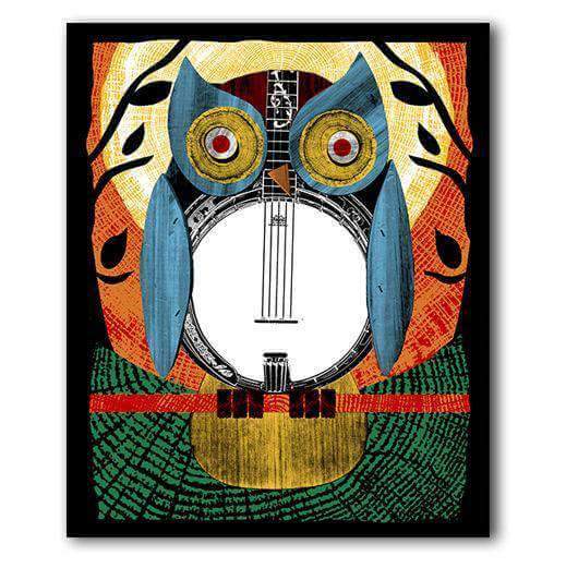 Banjo Owl Greeting Card Banjowl - Nate Duval - Olleke Wizarding Shop Amsterdam Brugge London