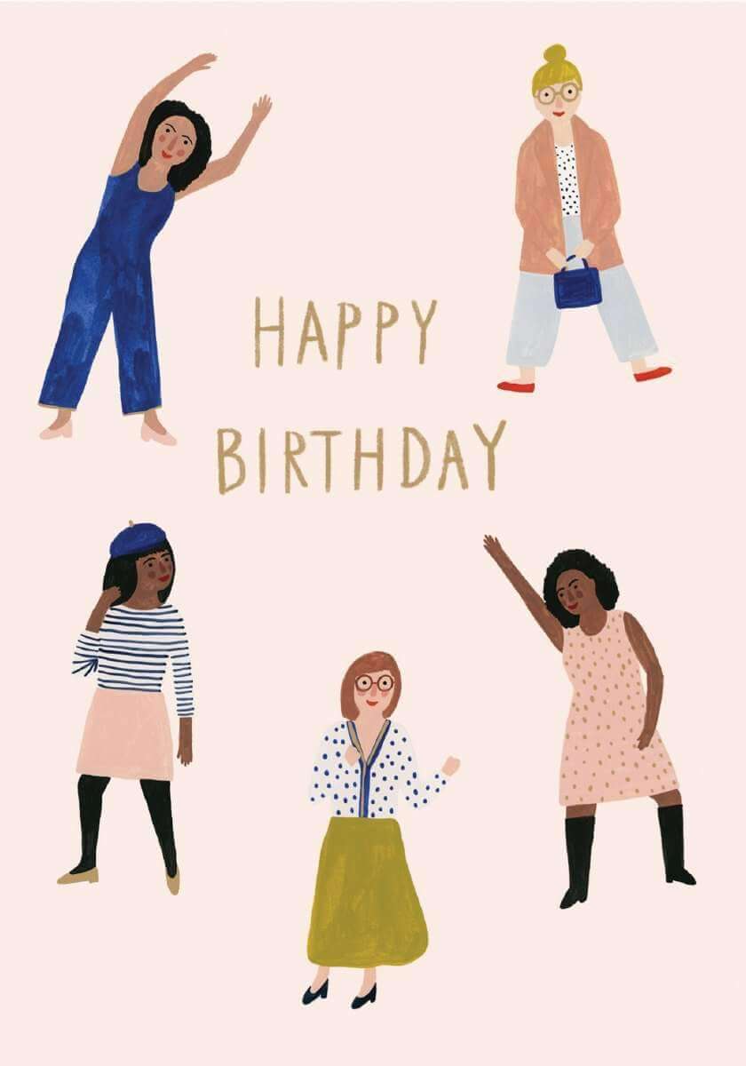 Birthday Girls dancing Petite Card - Olleke Wizarding Shop Amsterdam Brugge London