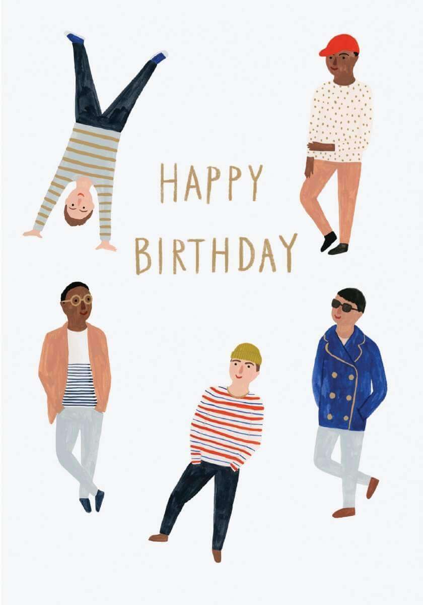 Chicago School Petite Card Birthday Dudes dancing - Olleke Wizarding Shop Amsterdam Brugge London