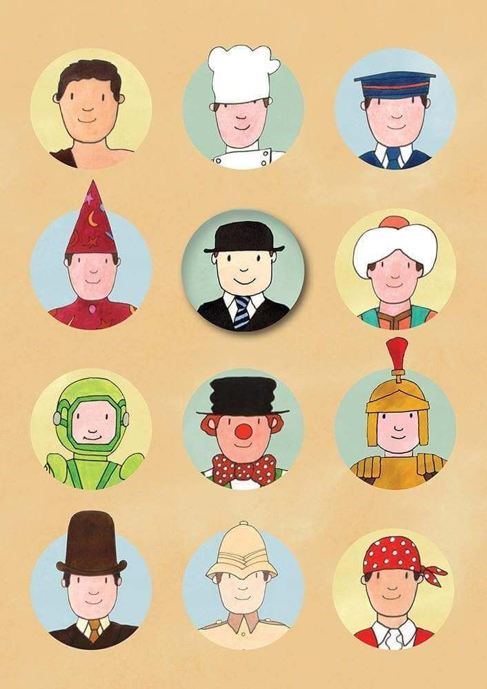 Blank Mr Benn Greeting Card with button badge - Olleke Wizarding Shop Amsterdam Brugge London