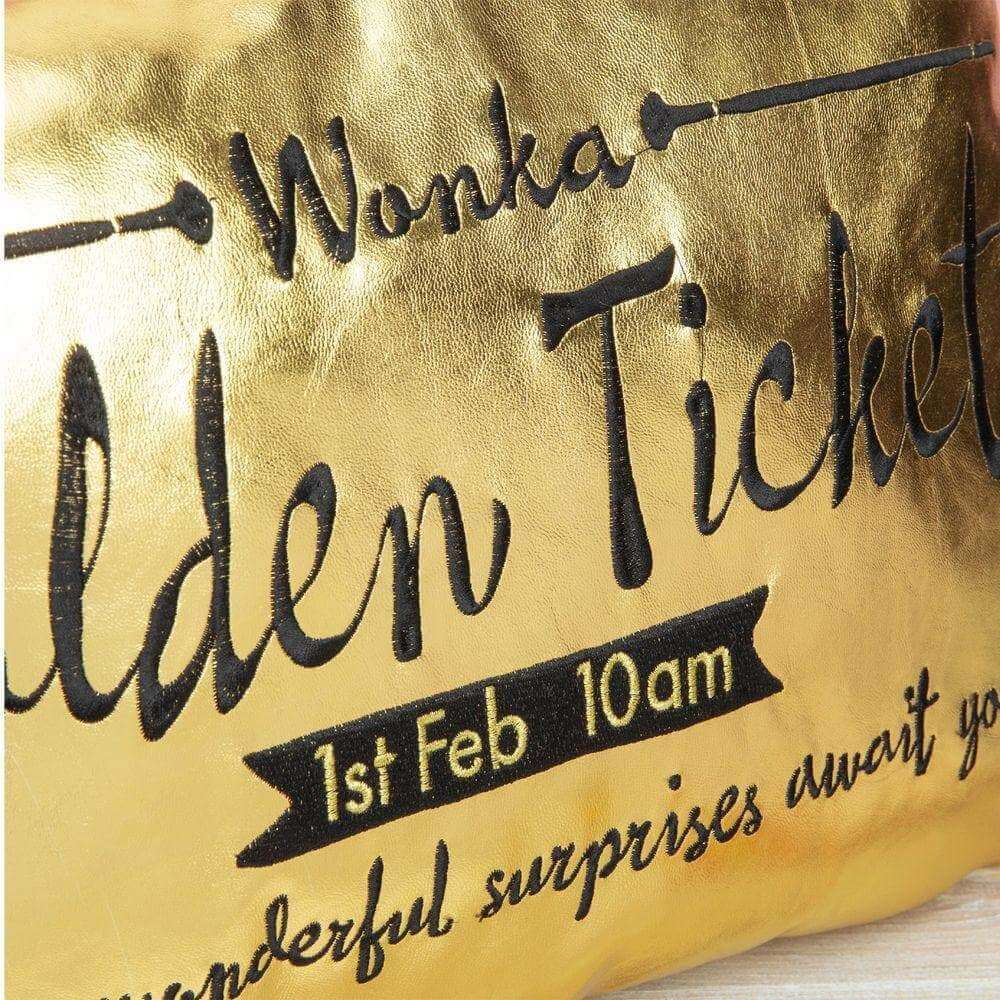 Charlie & The Chocolate Factory Golden Ticket Cushion - Olleke Wizarding Shop Amsterdam Brugge London