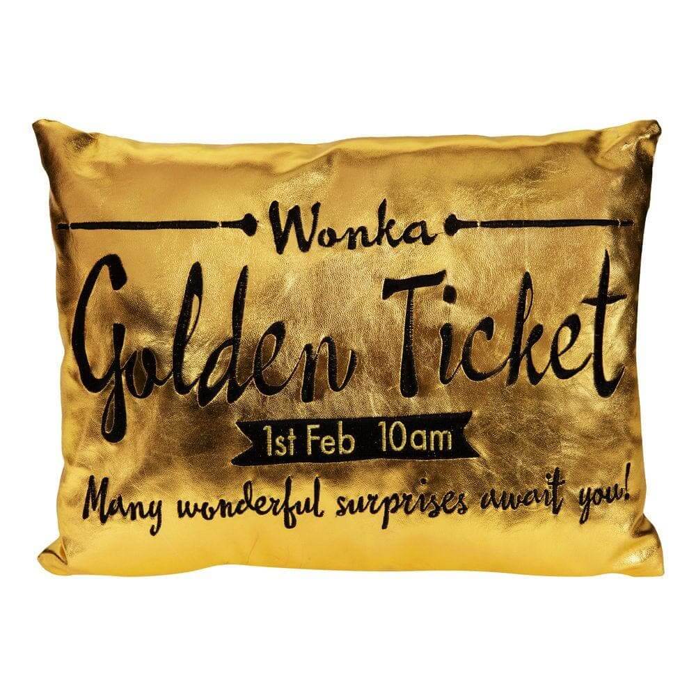 Charlie & The Chocolate Factory Golden Ticket Cushion - Olleke Wizarding Shop Amsterdam Brugge London