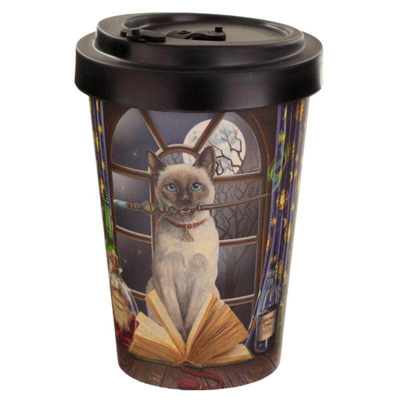 Cat with Wand Travel Bamboo Mug - Olleke Wizarding Shop Amsterdam Brugge London