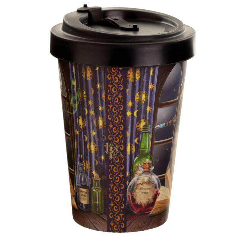 Cat with Wand Travel Bamboo Mug - Olleke Wizarding Shop Amsterdam Brugge London