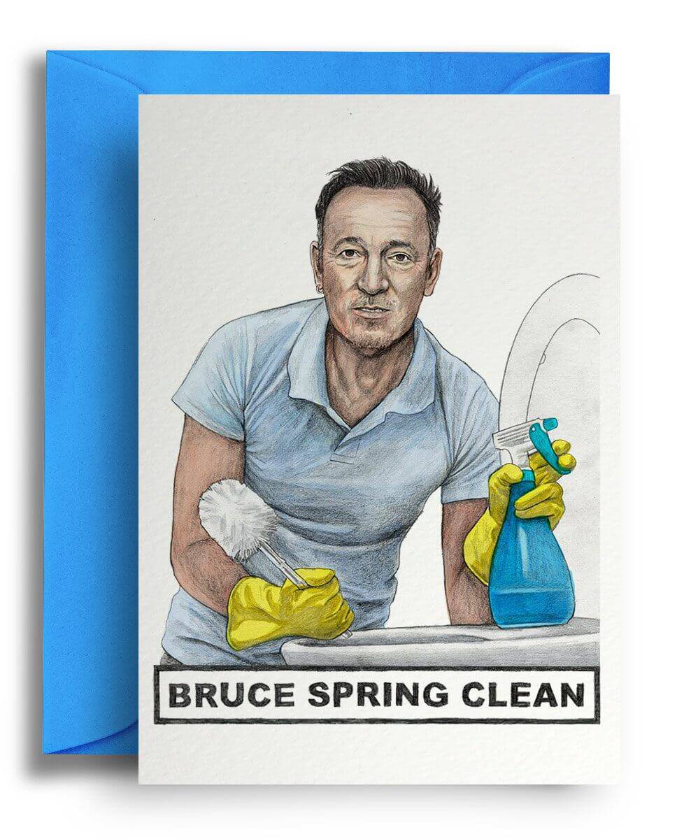 Bruce Spring Clean Greeting Card - Olleke Wizarding Shop Amsterdam Brugge London