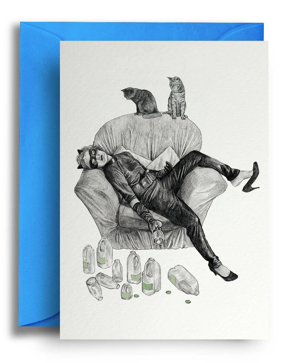 Catwoman Greeting Card - Olleke Wizarding Shop Amsterdam Brugge London