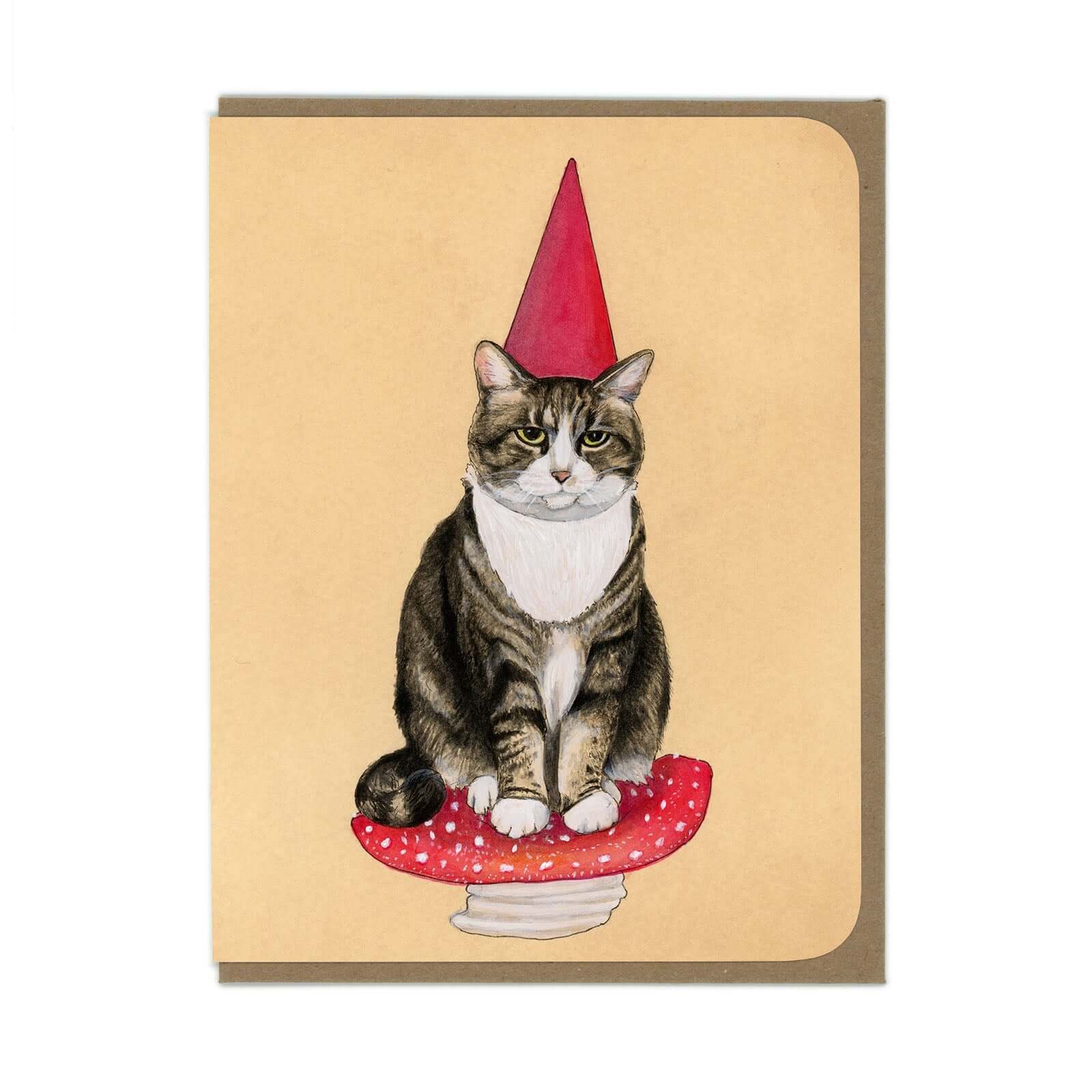 Cat Garden Gnome Greeting Card - Olleke Wizarding Shop Amsterdam Brugge London