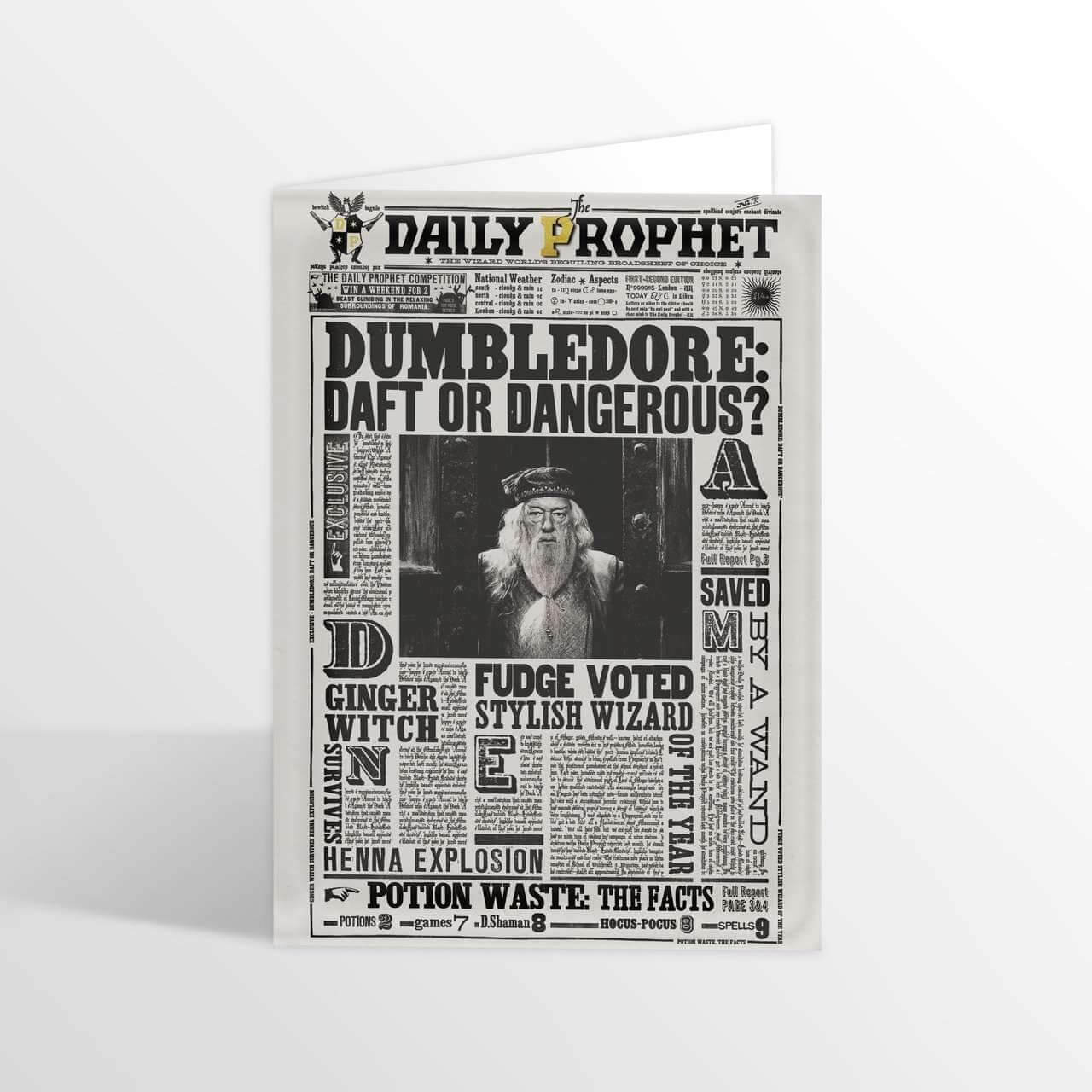 Dumbledore: Daft or Dangerous? Lenticular Notecard - Olleke Wizarding Shop Amsterdam Brugge London