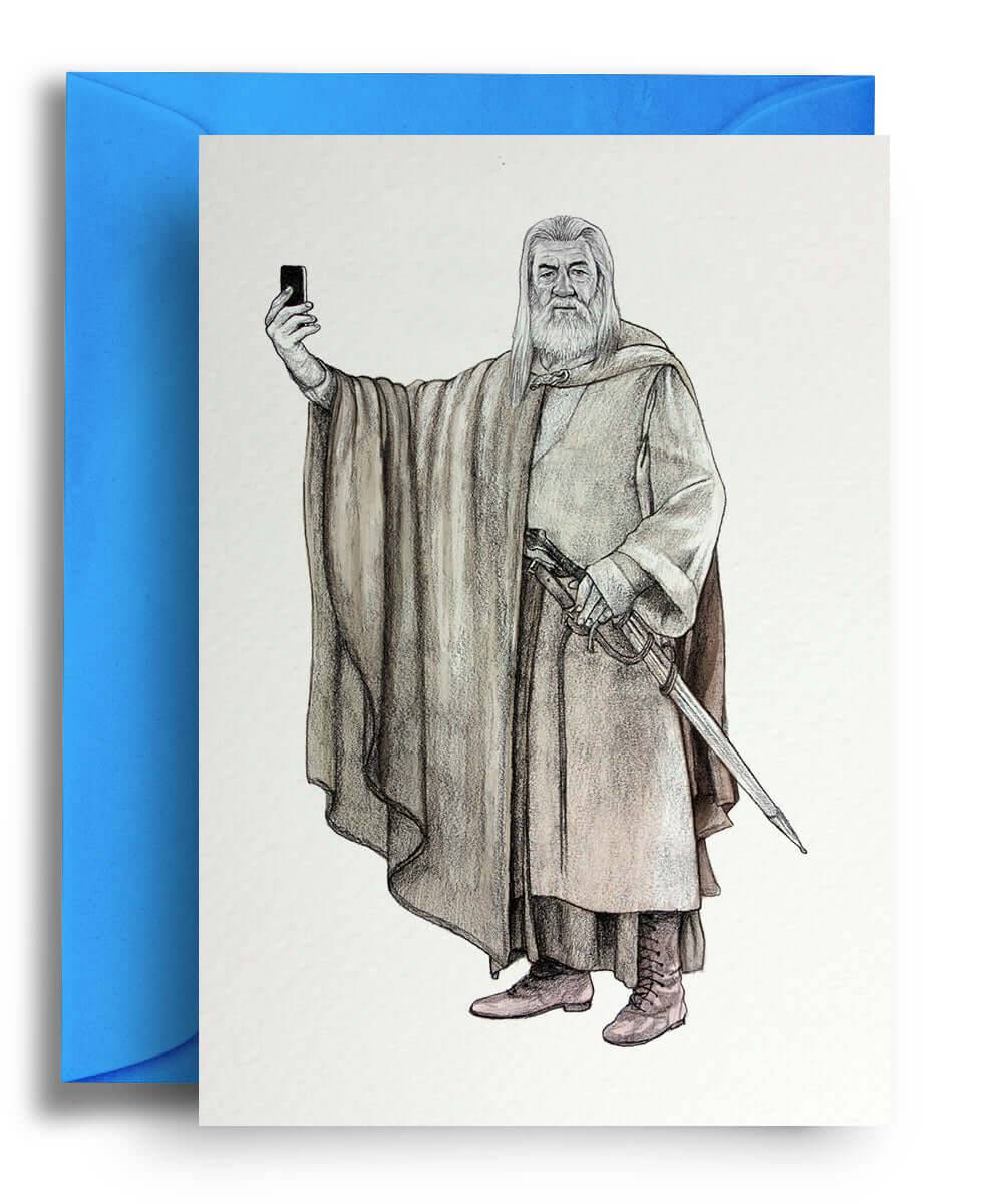 Gandalf Phone Greeting Card - Olleke Wizarding Shop Amsterdam Brugge London