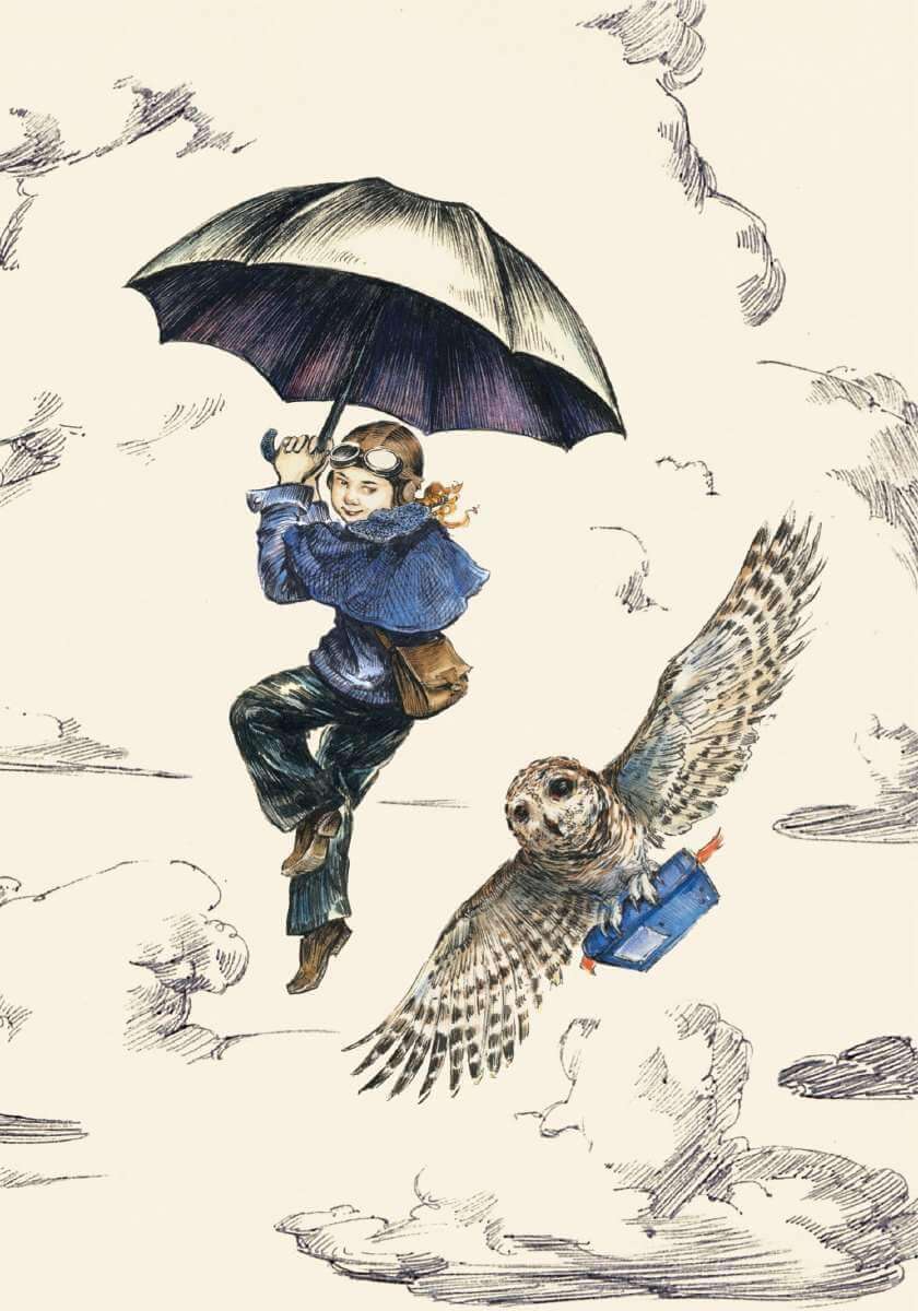 Girl and Owl Blank Petite Card - Olleke Wizarding Shop Amsterdam Brugge London