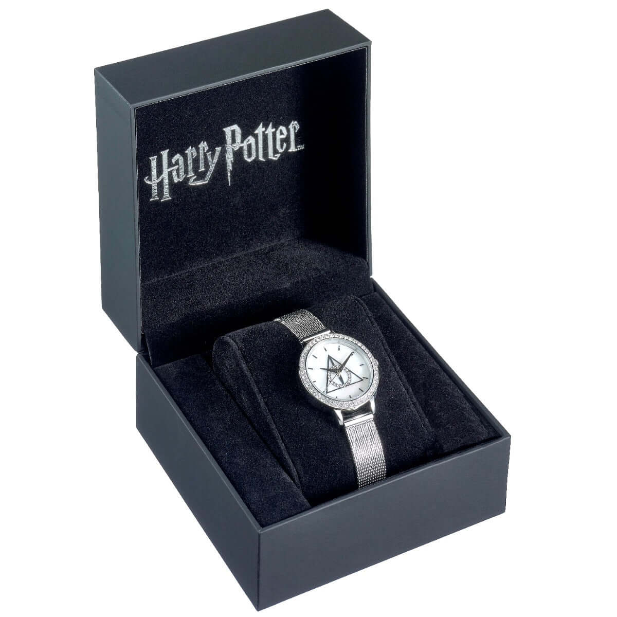 Harry Potter Deathly Hallows Silver Watch Embellished with Crystals - Olleke Wizarding Shop Amsterdam Brugge London