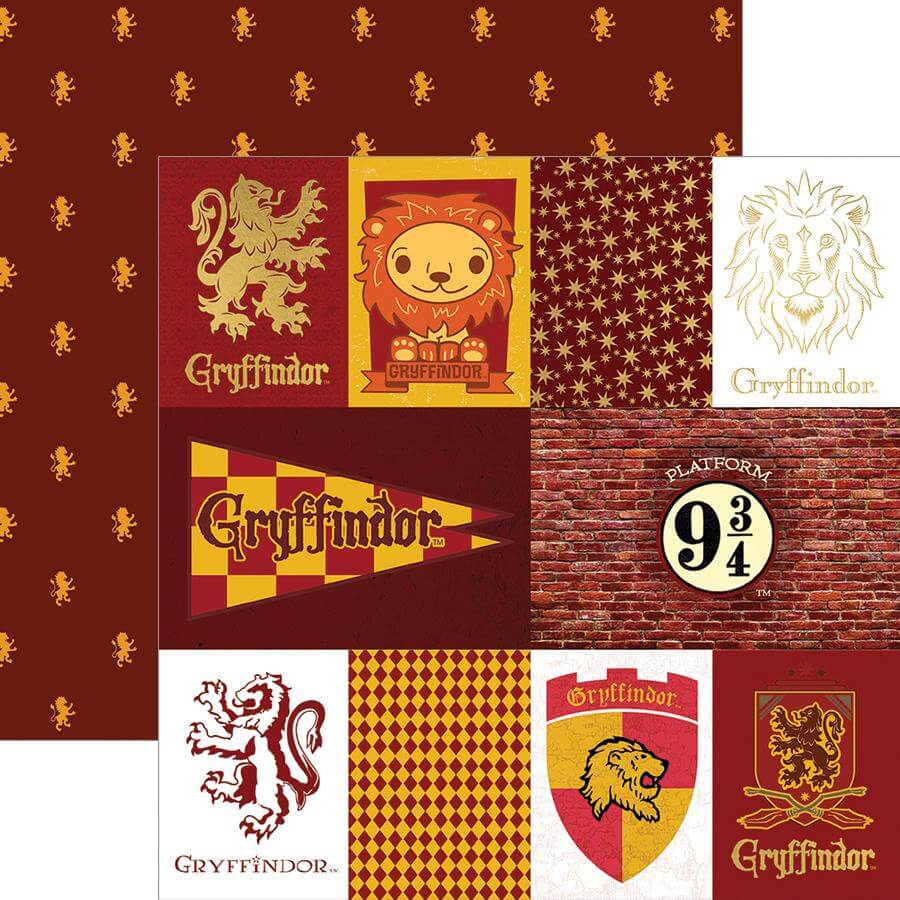 Harry Potter Gryffindor Tag Double Sided Embellished Paper - Olleke Wizarding Shop Amsterdam Brugge London