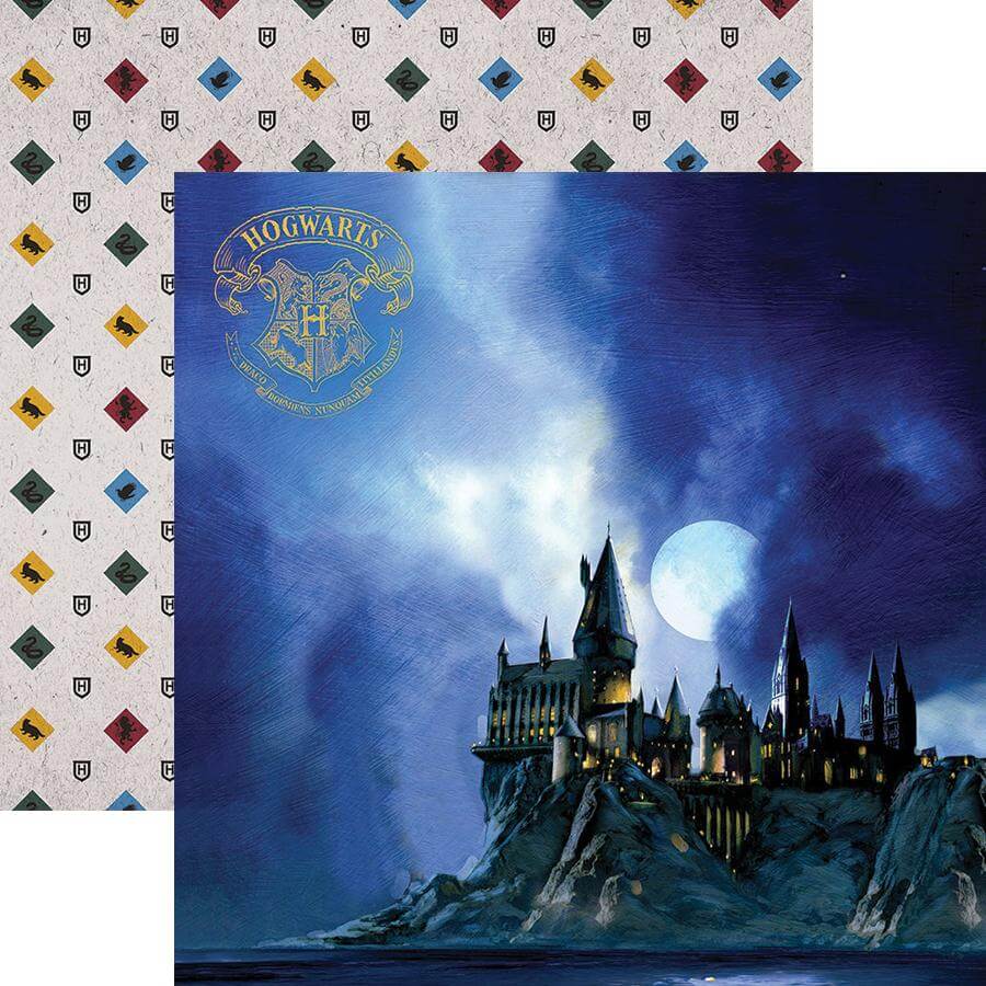 Harry Potter Hogwarts at Night Double Sided Embellished Paper - Olleke Wizarding Shop Amsterdam Brugge London