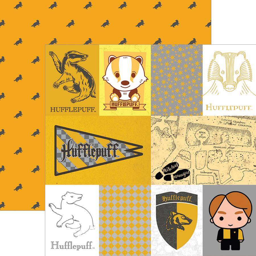 Harry Potter Hufflepuff Tag Double Sided Embellished Paper - Olleke Wizarding Shop Amsterdam Brugge London