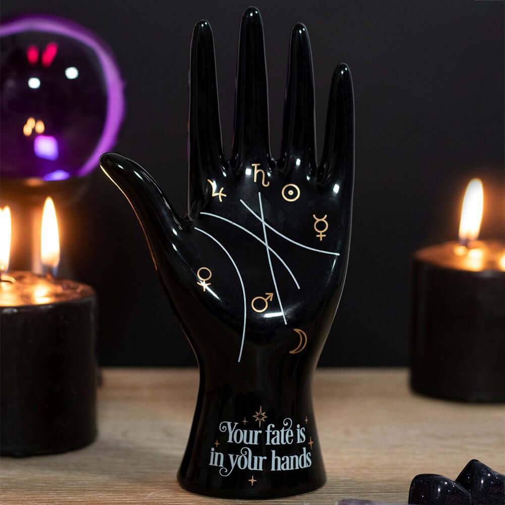 Black Ceramic Palmistry Hand Ornament - Olleke Wizarding Shop Amsterdam Brugge London