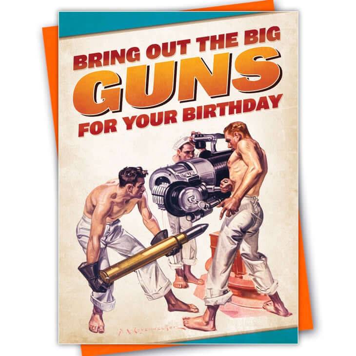 Gay Birthday Card Big Guns - Olleke Wizarding Shop Amsterdam Brugge London