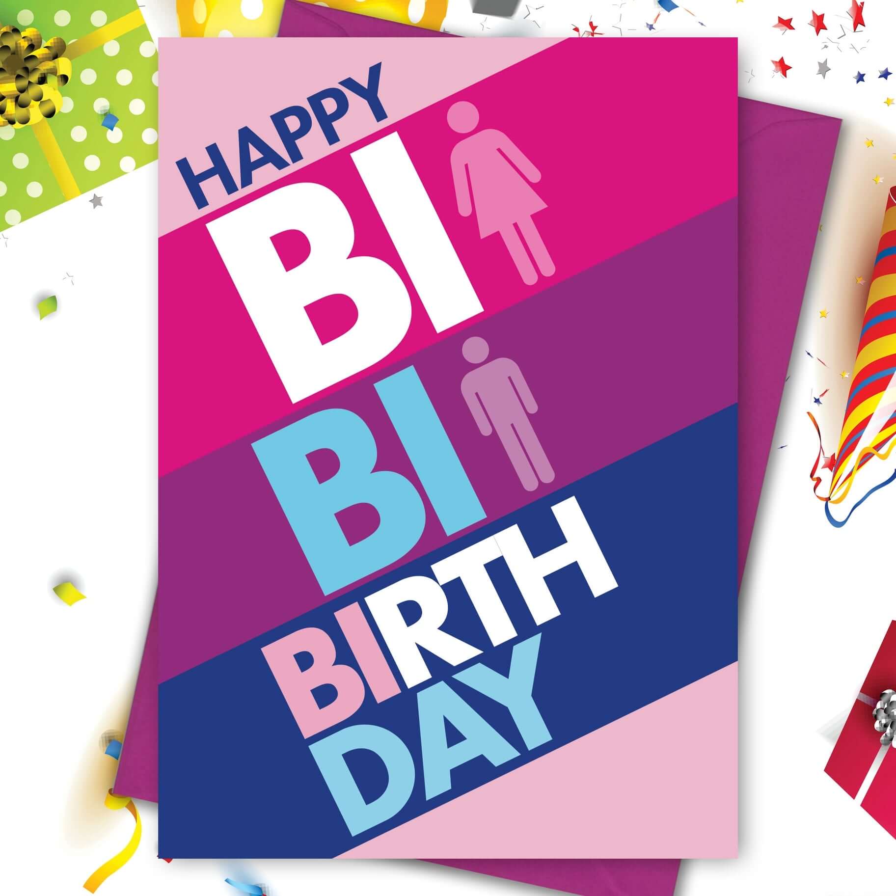 Gay Card Happy Bi Bisexual Birthday - Olleke Wizarding Shop Amsterdam Brugge London