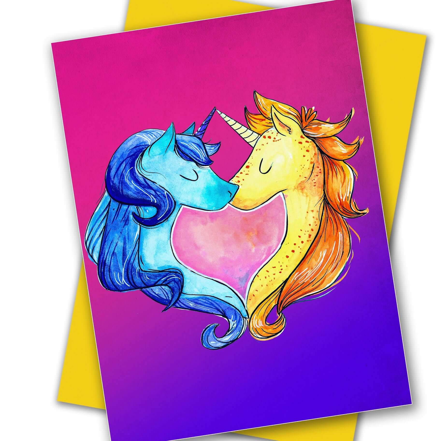 Gay Card Unicorn Heart Love - Olleke Wizarding Shop Amsterdam Brugge London