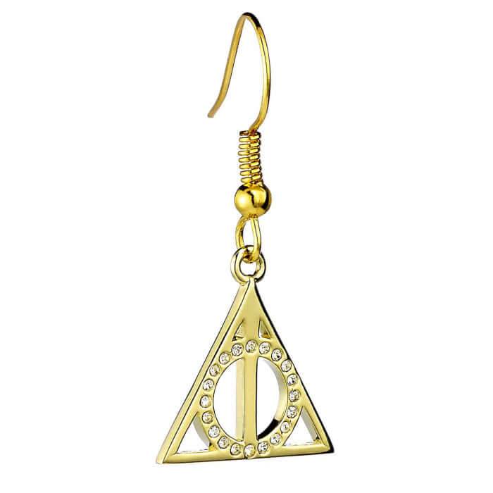 Harry Potter Deathly Hallows Gold Plated Sterling Silver Earrings - Olleke Wizarding Shop Amsterdam Brugge London