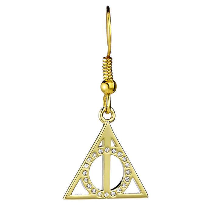 Harry Potter Deathly Hallows Gold Plated Sterling Silver Earrings - Olleke Wizarding Shop Amsterdam Brugge London