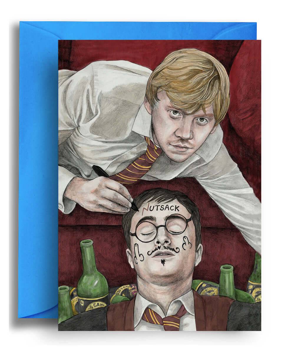 Harry Potter Nutsack Greeting Card - Olleke Wizarding Shop Amsterdam Brugge London