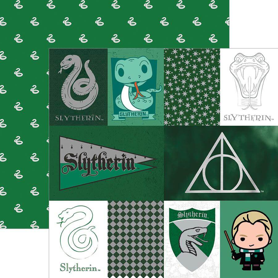 Harry Potter Slytherin Tag Double Sided Embellished Paper - Olleke Wizarding Shop Amsterdam Brugge London