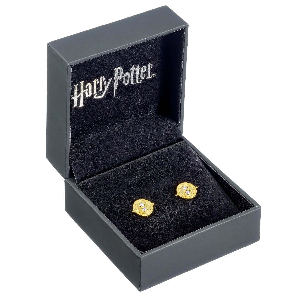 Harry Potter Time Turner Sterling Silver, Gold Plated Stud Earrings with Crystals - Olleke Wizarding Shop Amsterdam Brugge London