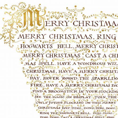 Hogwarts Christmas Carol Foiled Notecard - Olleke Wizarding Shop Amsterdam Brugge London