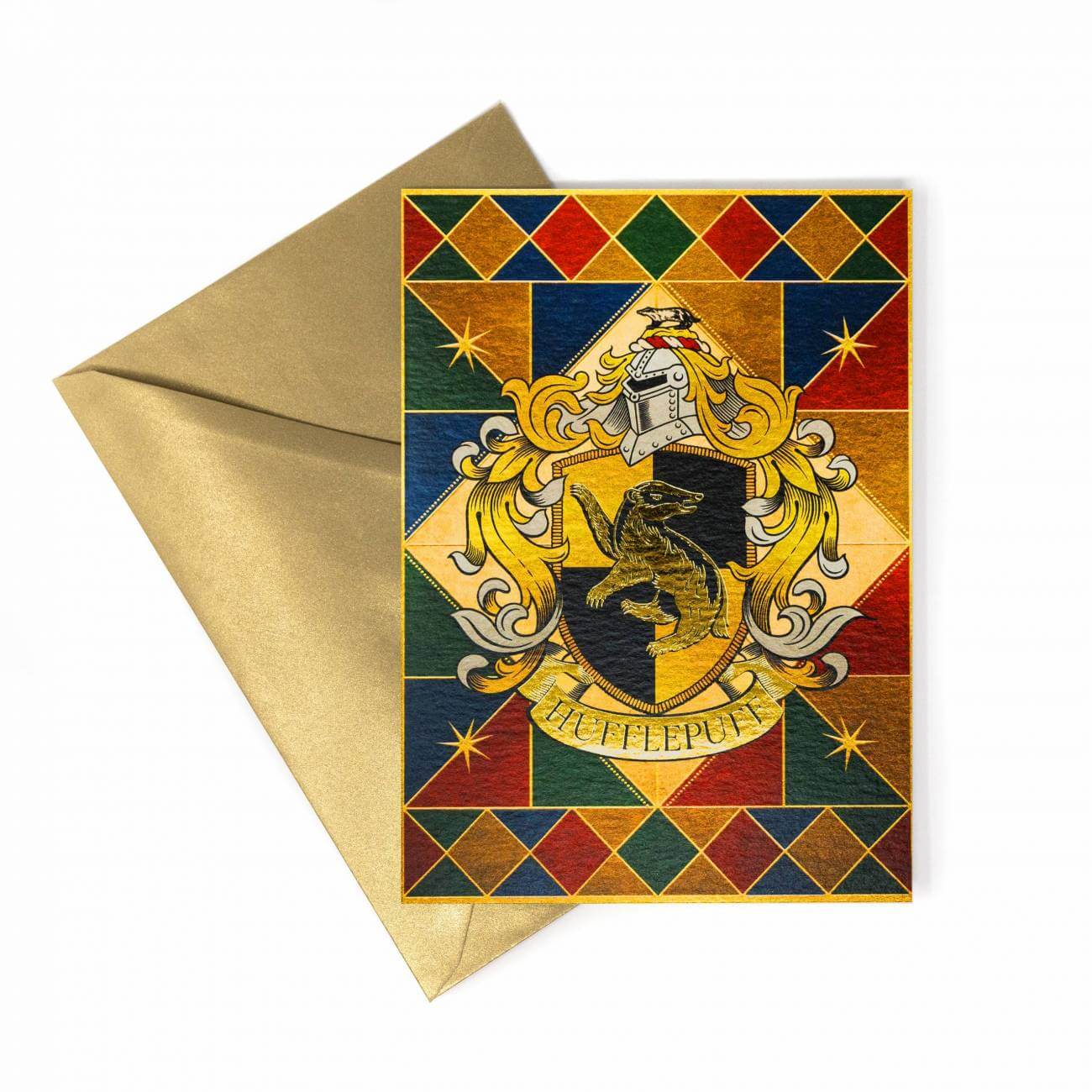 Hufflepuff Crest Foiled Notecard - Olleke Wizarding Shop Amsterdam Brugge London