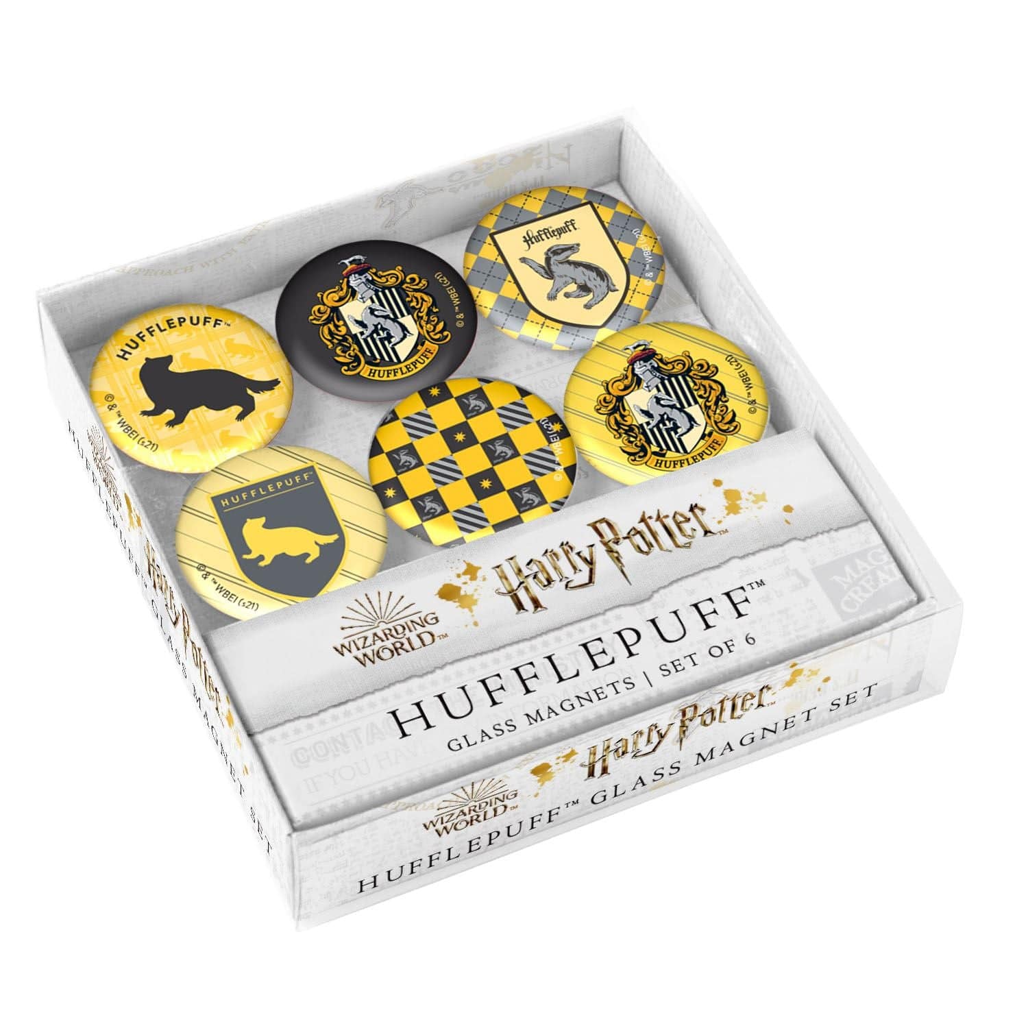 Harry Potter: Hufflepuff Glass Magnet Set - Olleke Wizarding Shop Amsterdam Brugge London