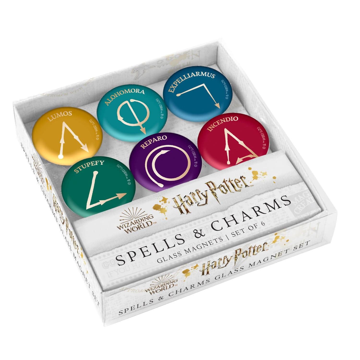 Harry Potter: Spells and Charms Glass Magnet Set - Olleke Wizarding Shop Amsterdam Brugge London