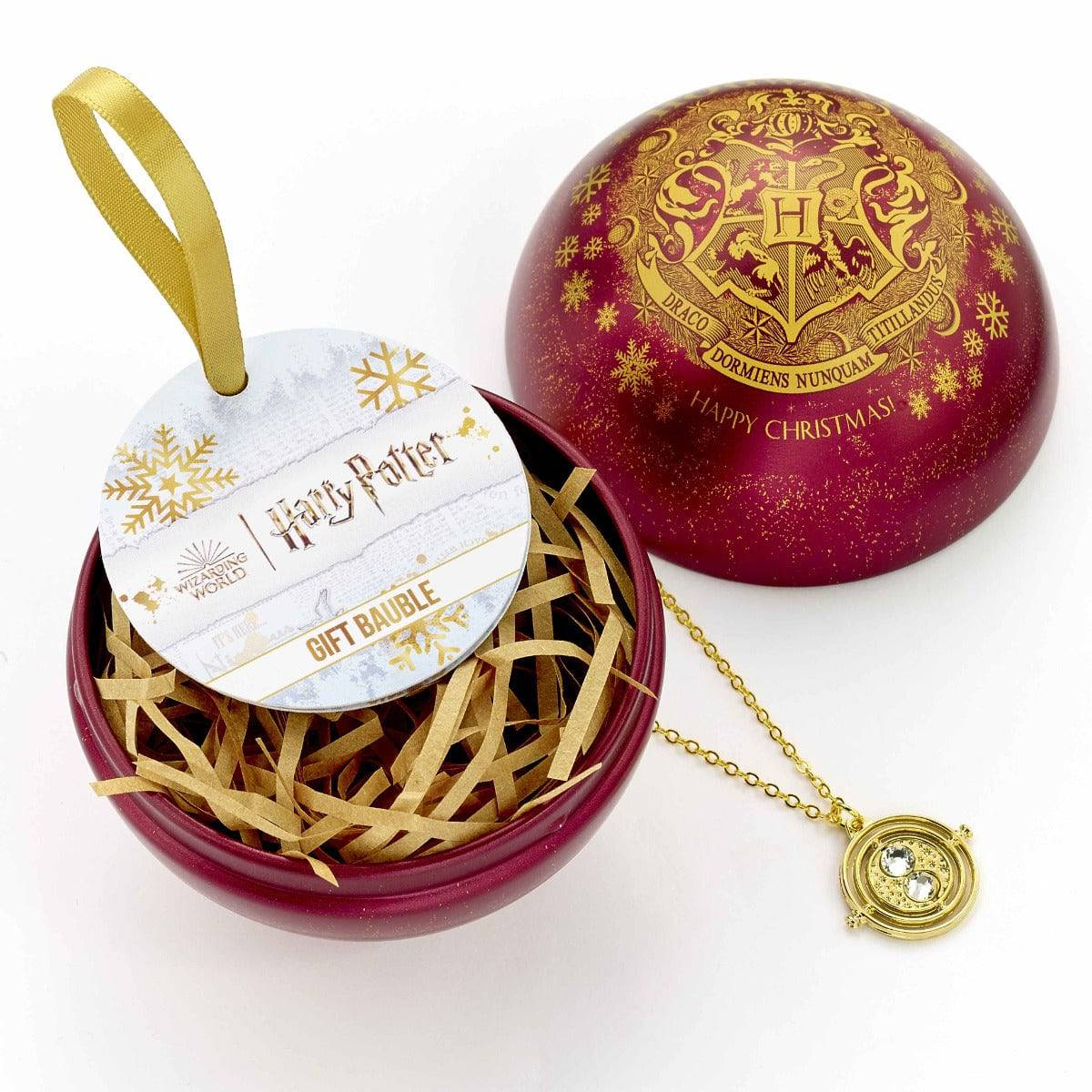 Harry Potter Hogwarts Crest Red Bauble with Time Turner Necklace - Olleke Wizarding Shop Amsterdam Brugge London